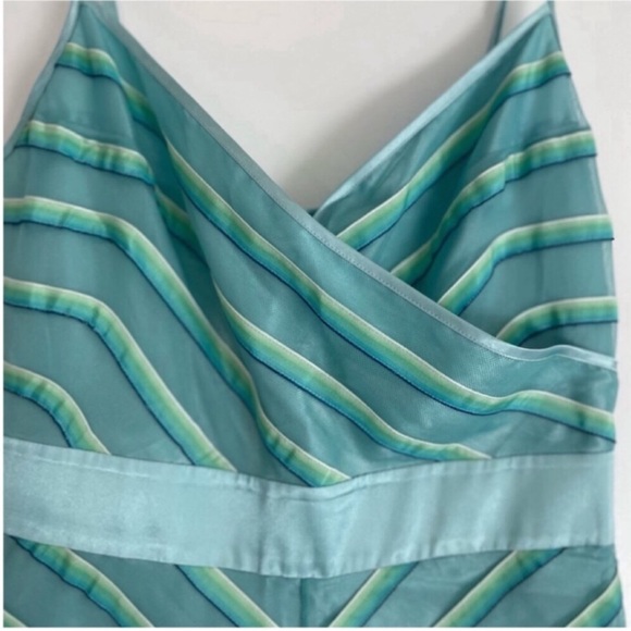 Betsey Johnson Black Label Aqua Blue Chevron Striped Party Dress Sz 4 Like New! - Picture 1 of 10